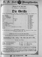 Theaterzettel (Oper und Burgtheater in Wien) 18930626 Seite: 1