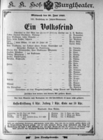 Theaterzettel (Oper und Burgtheater in Wien) 18930628 Seite: 1
