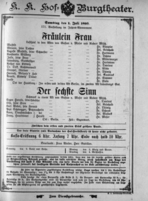 Theaterzettel (Oper und Burgtheater in Wien) 18930701 Seite: 1
