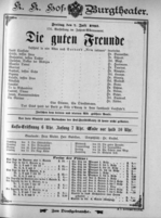 Theaterzettel (Oper und Burgtheater in Wien) 18930707 Seite: 1