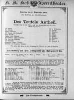 Theaterzettel (Oper und Burgtheater in Wien) 18930909 Seite: 1