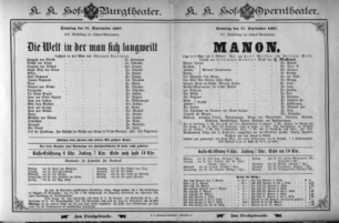 Theaterzettel (Oper und Burgtheater in Wien) 18930917 Seite: 1