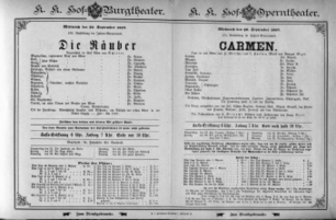 Theaterzettel (Oper und Burgtheater in Wien) 18930920 Seite: 1