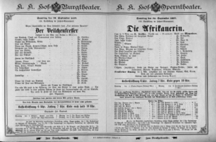 Theaterzettel (Oper und Burgtheater in Wien) 18930930 Seite: 1
