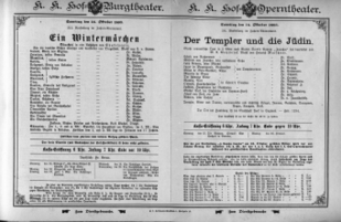 Theaterzettel (Oper und Burgtheater in Wien) 18931014 Seite: 1