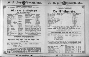 Theaterzettel (Oper und Burgtheater in Wien) 18931019 Seite: 1
