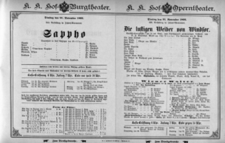 Theaterzettel (Oper und Burgtheater in Wien) 18931121 Seite: 1