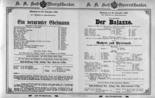 Theaterzettel (Oper und Burgtheater in Wien) 18931122 Seite: 1
