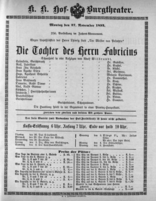 Theaterzettel (Oper und Burgtheater in Wien) 18931127 Seite: 1