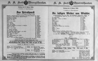 Theaterzettel (Oper und Burgtheater in Wien) 18940102 Seite: 1