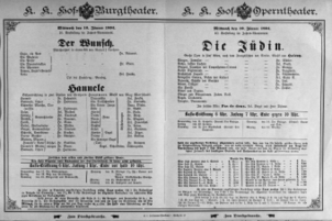 Theaterzettel (Oper und Burgtheater in Wien) 18940110 Seite: 1