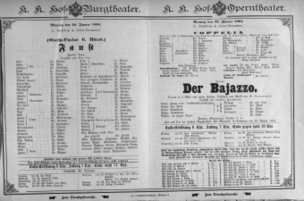 Theaterzettel (Oper und Burgtheater in Wien) 18940122 Seite: 1