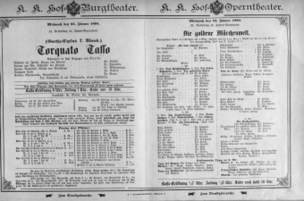 Theaterzettel (Oper und Burgtheater in Wien) 18940124 Seite: 1