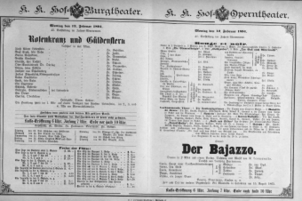 Theaterzettel (Oper und Burgtheater in Wien) 18940212 Seite: 1