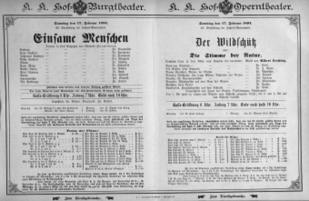 Theaterzettel (Oper und Burgtheater in Wien) 18940217 Seite: 1