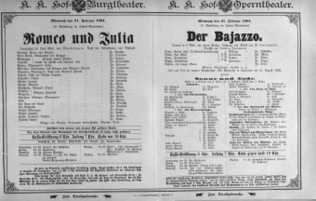 Theaterzettel (Oper und Burgtheater in Wien) 18940221 Seite: 1