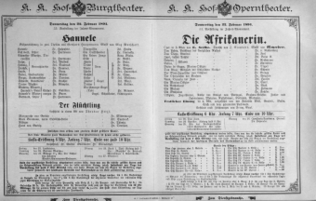 Theaterzettel (Oper und Burgtheater in Wien) 18940222 Seite: 1