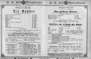 Theaterzettel (Oper und Burgtheater in Wien) 18940328 Seite: 1