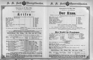 Theaterzettel (Oper und Burgtheater in Wien) 18940329 Seite: 1