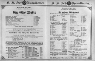 Theaterzettel (Oper und Burgtheater in Wien) 18940406 Seite: 1