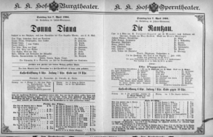 Theaterzettel (Oper und Burgtheater in Wien) 18940407 Seite: 1