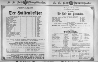 Theaterzettel (Oper und Burgtheater in Wien) 18940410 Seite: 1