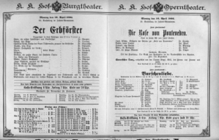 Theaterzettel (Oper und Burgtheater in Wien) 18940416 Seite: 1