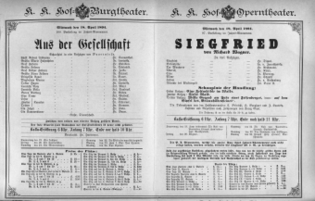 Theaterzettel (Oper und Burgtheater in Wien) 18940418 Seite: 1