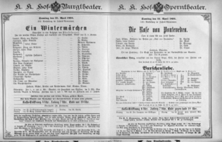 Theaterzettel (Oper und Burgtheater in Wien) 18940421 Seite: 1