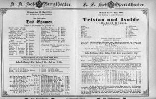 Theaterzettel (Oper und Burgtheater in Wien) 18940425 Seite: 1