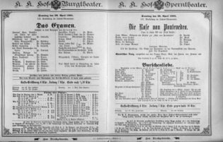 Theaterzettel (Oper und Burgtheater in Wien) 18940428 Seite: 1