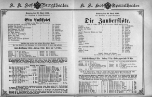 Theaterzettel (Oper und Burgtheater in Wien) 18940429 Seite: 1