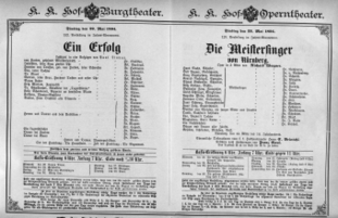 Theaterzettel (Oper und Burgtheater in Wien) 18940522 Seite: 1