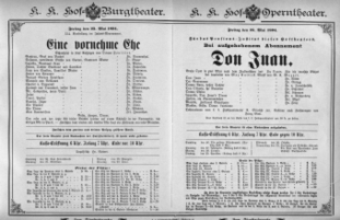 Theaterzettel (Oper und Burgtheater in Wien) 18940525 Seite: 1