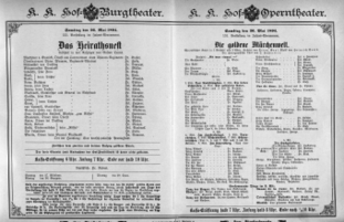 Theaterzettel (Oper und Burgtheater in Wien) 18940526 Seite: 1