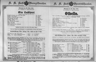 Theaterzettel (Oper und Burgtheater in Wien) 18940530 Seite: 1