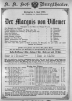 Theaterzettel (Oper und Burgtheater in Wien) 18940601 Seite: 1
