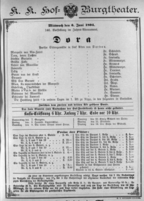 Theaterzettel (Oper und Burgtheater in Wien) 18940606 Seite: 1