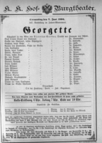 Theaterzettel (Oper und Burgtheater in Wien) 18940607 Seite: 1