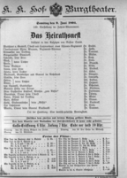 Theaterzettel (Oper und Burgtheater in Wien) 18940609 Seite: 1