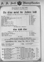Theaterzettel (Oper und Burgtheater in Wien) 18940614 Seite: 1