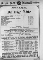 Theaterzettel (Oper und Burgtheater in Wien) 18940616 Seite: 1