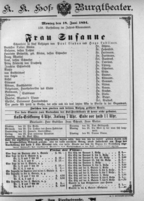 Theaterzettel (Oper und Burgtheater in Wien) 18940618 Seite: 1