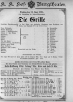 Theaterzettel (Oper und Burgtheater in Wien) 18940619 Seite: 1