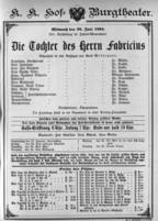 Theaterzettel (Oper und Burgtheater in Wien) 18940620 Seite: 1
