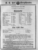 Theaterzettel (Oper und Burgtheater in Wien) 18940621 Seite: 1