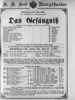 Theaterzettel (Oper und Burgtheater in Wien) 18940624 Seite: 1