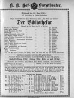Theaterzettel (Oper und Burgtheater in Wien) 18940627 Seite: 1