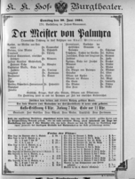 Theaterzettel (Oper und Burgtheater in Wien) 18940630 Seite: 1