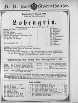 Theaterzettel (Oper und Burgtheater in Wien) 18940805 Seite: 1